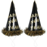 Gymnture 2 Pcs Happy New Year Party Hats with Gold Foil Tassel for 2024